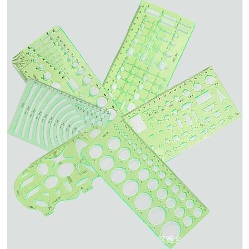 1 pcs Geometry Template Ruler Stencil Drawing Measuring Tool Green Plastic Student Lab Stationery Ruler School Supplies