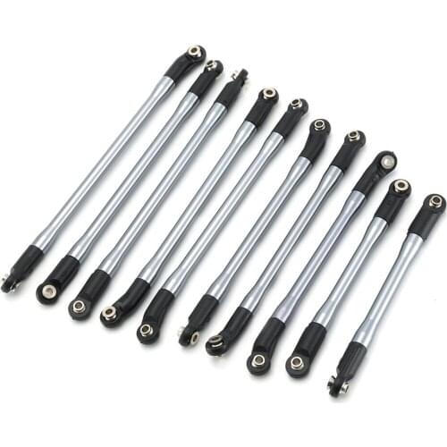 10PCS Metal RC Links Upper + Lower Linkage Chassis Link Set With Plastic Rod End For 1/10 AXIAL SCX10 II 90046 RC Crawler Car
