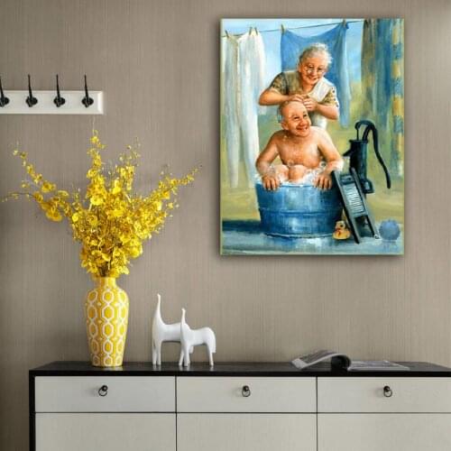 DIY colorings pictures by numbers with old couple picture drawing Relief painting by numbers framed Home