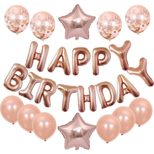 Happy Birthday Letter Balloon Star Shape Heart Balloon Letter Birthday Party Decoration Boys and Girls Balloon Party Ornaments