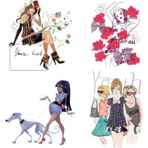 Girls Clothing Stickers Iron On Patches Diy Heat Transfers Patch For Clothes Boy Girl T-shirt Appliques Decoration