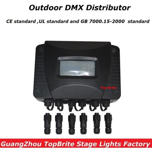Outdoor Waterproof DMX Distritutor DMX512 Splitter Light Signal Amplifier Splitter 4 Way Output Distributor For Stage Equipments