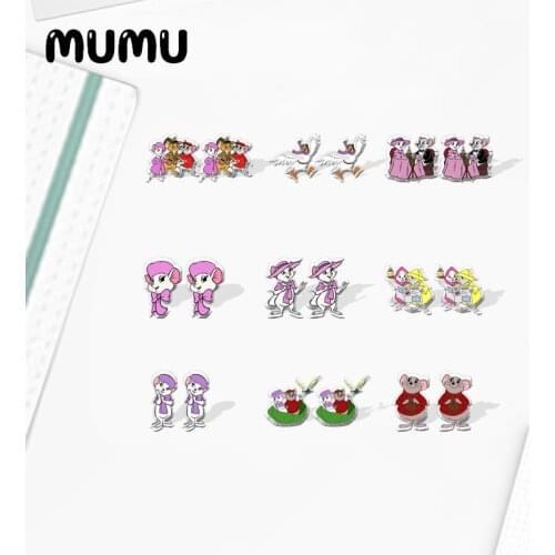 2021 New The Rescuers Stud Earring Bianca Bernard Epoxy Jewelry Resin Acrylic Earrings Handmade Gifts Fan