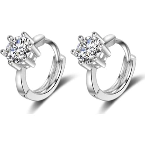 New simple temperament personality fashion trend wild six-jaw zircon female models silver plated ear rings YE037