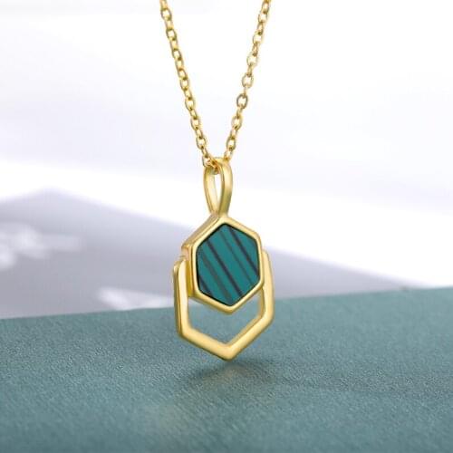 Natural Stone Necklace For Women Stainless Steel Square Pendant Necklaces 2021 Trend Fashion Charm Choker Jewelry Collars mujer