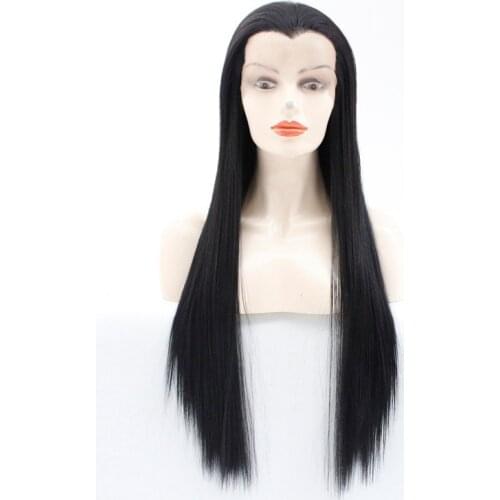Beauty tip Synthetic Lace Front Wig long black/dark brown/medium brown Heat Resistant Fiber Straight Hair Fashion cosplay wig