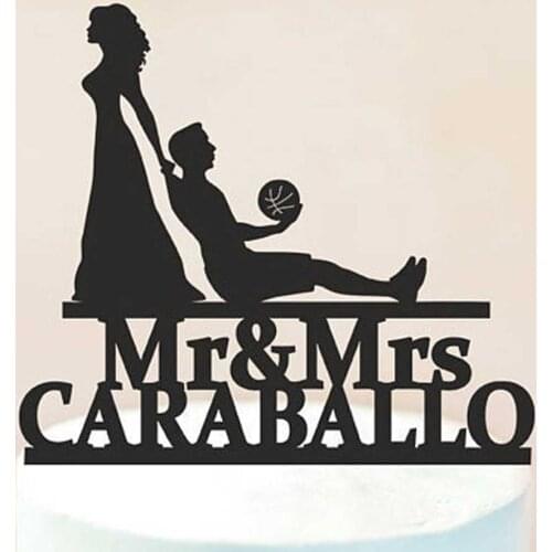 Personalized wedding cake topper,custom cake topper Basketball Wedding cake topper,Wedding Groom and bride basketball party