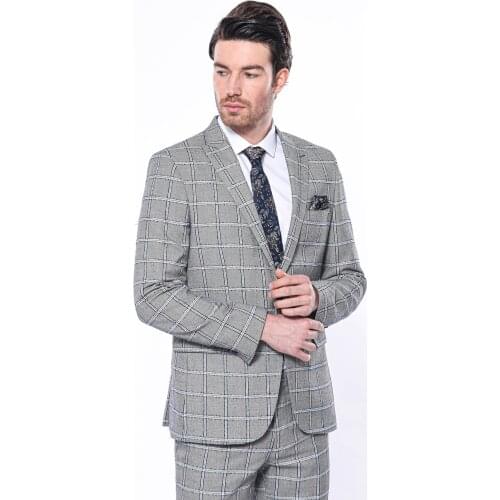 Checked Grey Slim-Fit Blazer