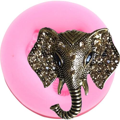 Elephant Head Silicone Mold Candy Fondant Molds Cupcake Topper DIY Cake Decorating Tools Jewelry Clay Chocolate Gumpaste Moulds