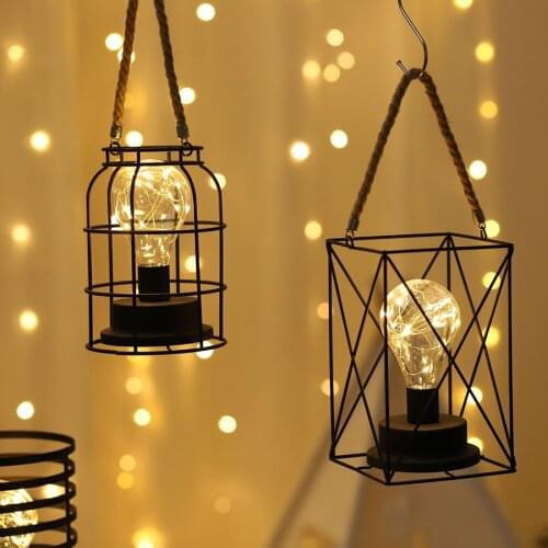 Nordic Iron Lantern Table Night Light Bedside Reading Table Desk Lamps Living Room Hotel Bedroom Bedside Desk Lamp