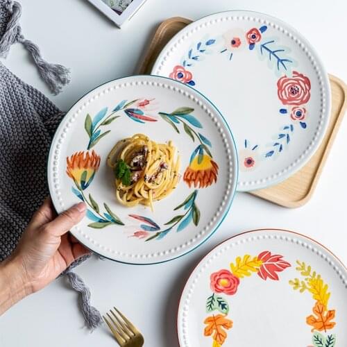 Modern housewife ceramic household set creative Japanese style tableware Western food dinner plates serving tray dinner plates