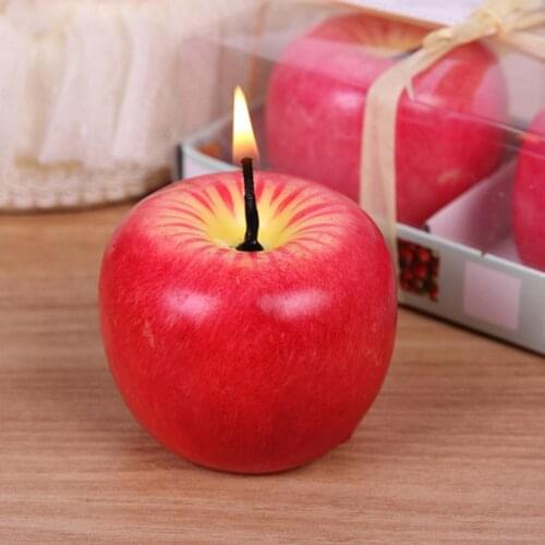 Fruit Apple Shape Candle Christmas Candle Light Smokeless Non-toxic Aromatherapy Candles Lamp For Birthday Wedding Decoration 3p