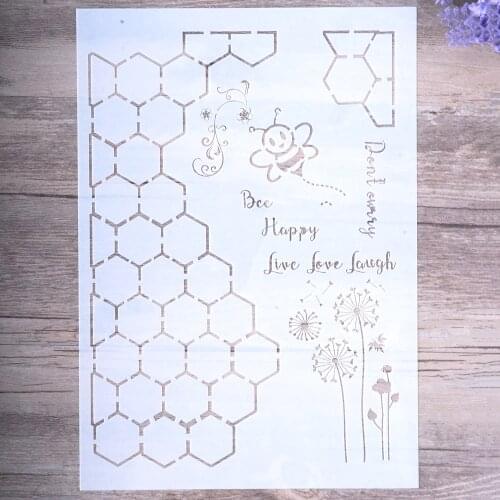 A4 Size DIY Craft Honeycomb Bee Stencils For Walls Painting Scrapbooking Stamping Album Decorative Embossing Paper Cards