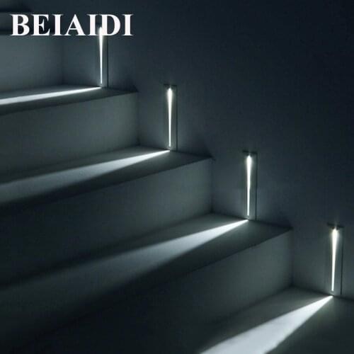 BEIAIDI 4pcs 3W Modern Recessed Led Stair Light Indoor Led Wall Sconce Corner Light Cree Chip Stairs Step Hallway Staircase lamp