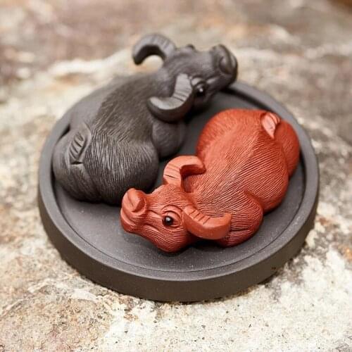 Yixing Cow To Qiankun Tea Pet Decoration Creative Cool Handmade Boutique Tea Set Black Mud Kung Fu Tea Ceremony Tea Animal