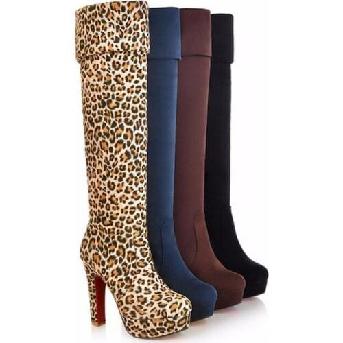 Womens Over The Knee Boots Women Suede Woman Elegant High Heels Ladies Sexy Pumps Female Long Boot Shoes Plus Size 34-43 R14-34