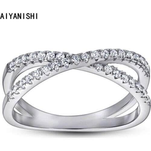 AIYANISHI Solid 925 Silver Band Rings For Women Sona Diamond Ring White Gold Bridal Wedding Engagement Jewelry Bijoux Femme
