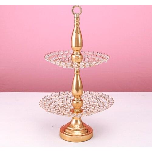 1Pcs 2tier cake stand wedding table crystal gold/silver color Cake Stand cupcake stand Friut Tray Snack Plate