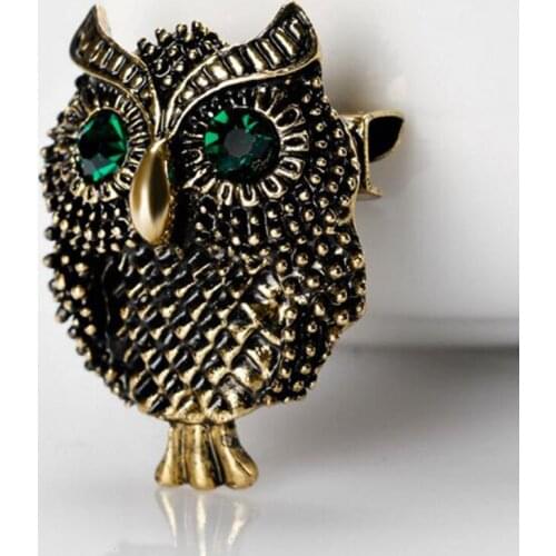 10PCS Metal Alloy Cool Owl Unisex Men Brooch Pins Women Party Banquet Brooches Costume Accessories Vintage Crystal Jewelry XZ36