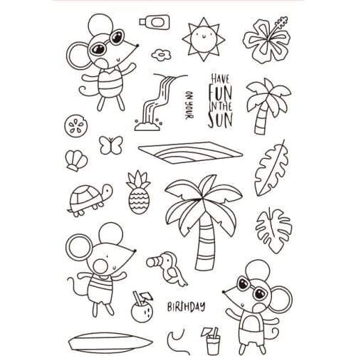 11x16 Little mouse is playing Transparent Clear Silicone Stamp Seal for DIY scrapbooking photo album Decorative clear stamp