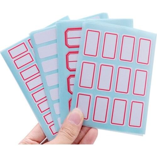 12 Sheets Labels Stickers Sheets White Self-Adhesive Label Name Sticker Number Blank Note for Student