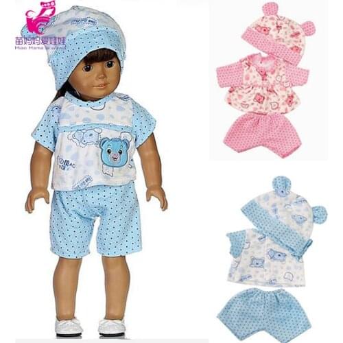 18 inch Girl Doll Clothes Pink Blue clothes with hat pants for 45 cm baby doll Clothes and Accessories