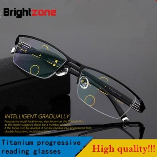 2021 Fashion High Quality Men Style Progressive Reading Glasse New Multifocal Presbyopic Half Rim Spectacles For Men Hyperopia