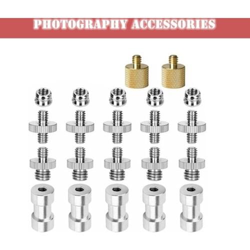 22 Packs Camera Tripod Screws Kit 1/4 to 1/4 or 3/8 Adapter Accessories Durable Aluminum Alloy Tripod Screws External Thread