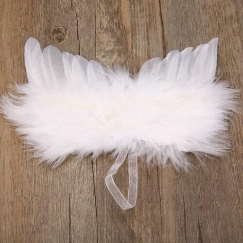 5pcs Mini Christmas White Feather Wing Hanging Baby Child Feather Wing Prop Festival Wedding DIY Decoration Prop