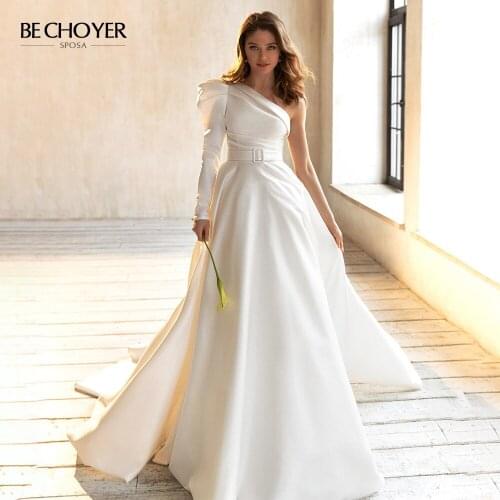 Женские платья на одно плечо BECHOYER China At AliExpress