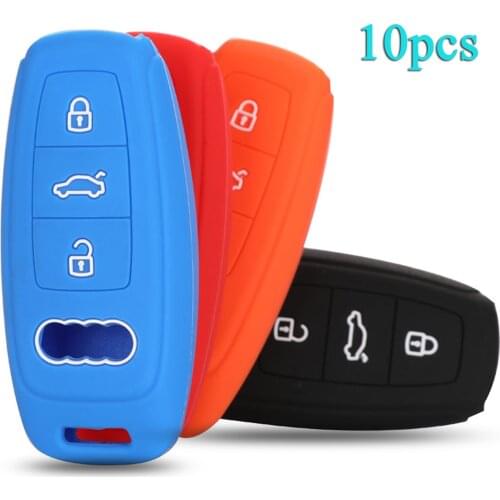 Bilchave 10pcs 3BT Remote Car Key Case Silicone Cover Fob For Audi A6 A6L C8 A7 A8 Q8 2018 2019 Car Styling New Accessories
