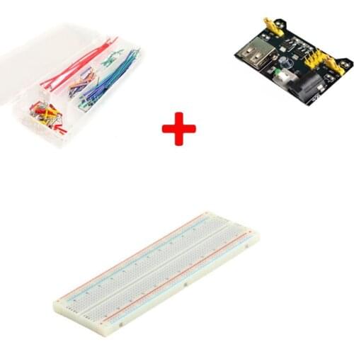 MB102 Breadboard Power Supply+830 Point Breadboard+140pcs U Shape Shield Breadboard Jumper Wire Kit for Arduino