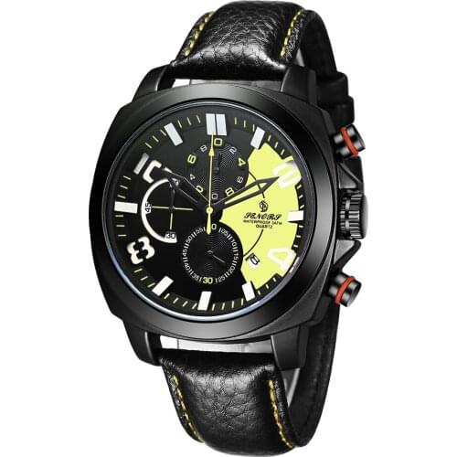 Senors Men Sports Watches Waterproof 30m Male Chronograph Quartz Wrist Watch Stainless Steel Back Clocks