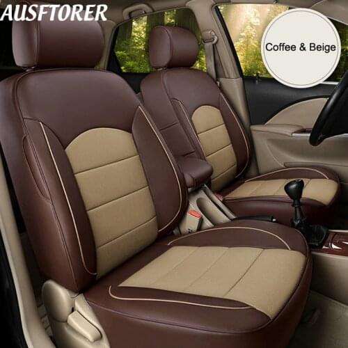 AUSFTORER Cowhide Leather Cover Seat for Land Rover Discovery 5 2017 Automobiles Seat Covers Cushion 7 Seats Support Accessories