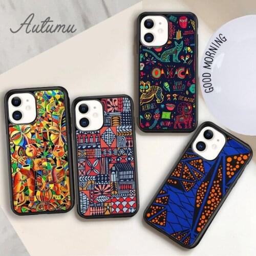 Abstract african Artwork Phone Case for iPhone 11 12 Pro Max mini X XR XS SE 2020 5 6S 7 8 Plus Samsung Galaxy S8 S9 S10 Cover