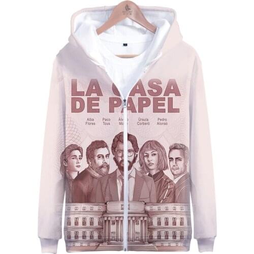 Money Heist 3D New Clothes Casual Long Sleeve Zipper Hoodies Casual Women/men Casual Cool Clothes 2019 Hot Sale sweatshirts plus