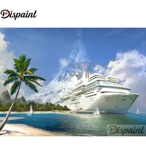Dispaint Diamond Painting "Boat scenery" DIY 5D Diamond Embroidery Sale Full Set Rhinestone Cross Stitch Home Decor A27020