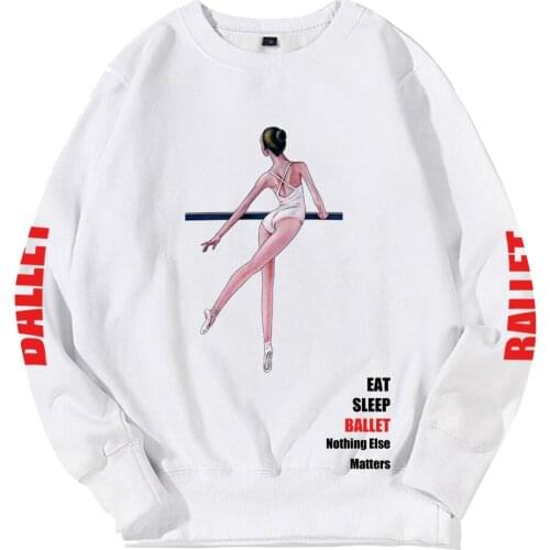 Elegant Dancer Daily Training Life Eat Sleep Ballet Girl Woman Women Crew Neck Sweatshirt Couple Clothes Pullover Fleece ZIIART