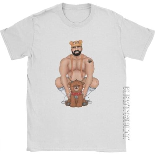 Daddy Bear T-Shirt Men Barebeef Gaybear Gayart Gay Pride LGBT Male Tshirt Novelty Basic Tees Crew Neck Cotton Clothes T Shirts