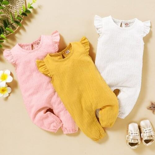 Cotton Baby Rompers Sleep Play Summer Sleeveless Jumpsuit Infant Rompers Solid Color Bottoming Cloth