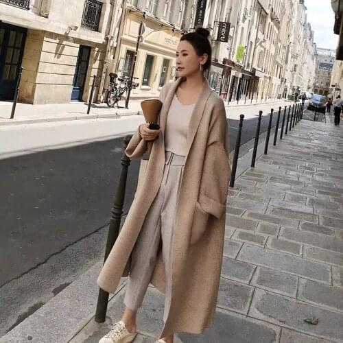 Elegant Winter Coats Women Loose knit Cardigan Woolen Sweater Oversized Extra Soft High-end Cardigan Knitting Coat for Female