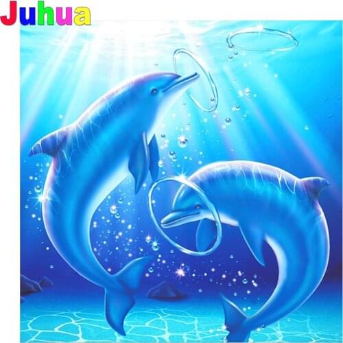 Dolphin 5d Diy diamond painting full square/round drill animal diamond embroidery mosaic painting diamond stitch home decor