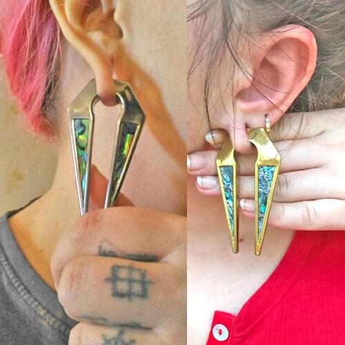 BOG piercing 2 Pairs hot selling gold&steel shell ear clip stainless steel ear piercing gauges expander body jewelry selling