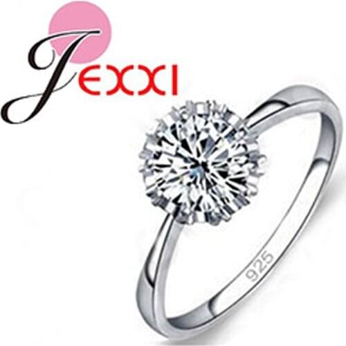 Real 925 Sterling Silver Ring CZ Classic Engagement Rings 4 Size AAA for Women Jewelry Fast Shipping