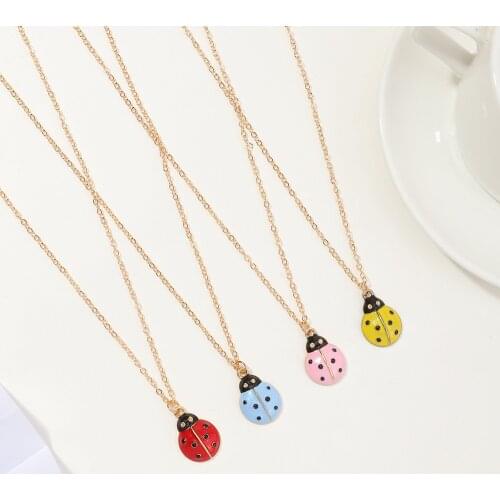 Korean Version Of The Mini Ins Style Seven-Star Ladybug Pendant Necklace Female Fashion Retro Punk Hip Hop RockParty Couple Gift