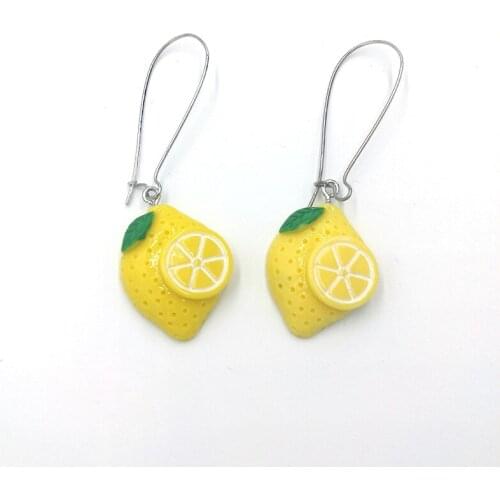 Korean Simulated Fruit Drop Dangle Earrings Female Resin Yellow Lemon Earings for Women Jewelry Geometric Acrylic Earing EC53
