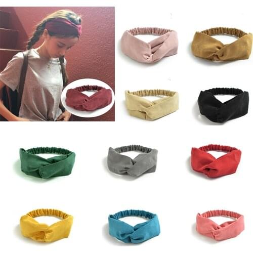 Korean Suede Retro Rabbit Ears Headbands Solid Color Metal Wire Scarf Cross Bow Hairband For Girls Hair Accessories Hair Ties