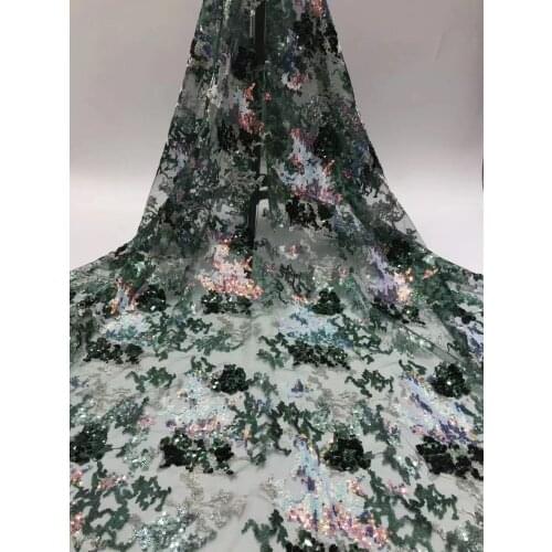 The Latest African Mesh Lace Fabric 2021 High Quality Sequined Nigeria Lace Fabric 5 Yards French Tulle Lace Fabric D41551