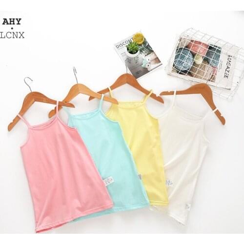 Summer Sleepwear for Girls Sleeveless Sling Pajamas Thin Solid Color Cotton Nightgowns for Girls and Baby Night dress Wholesale