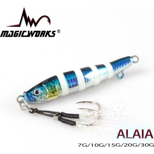 MAGIC WORKS Metal Jig Fishing Lure 7g 10g 15g 20g 30g Professional S Shape Lead Jig For Fishing Artificial Bait Fishing Tackle